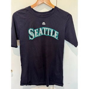 Youth Majestic Seattle Mariners Ichiro 51 Jersey XL Navy Teal short sleeve